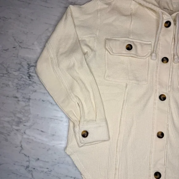 American Eagle Waffle Knit Shacket Cream Sz Small - Picture 2 of 8